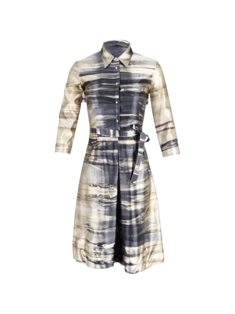 Prada Pre-Owned tie-belt printed shirt dress Neutrals NAPPUGBCL247254W