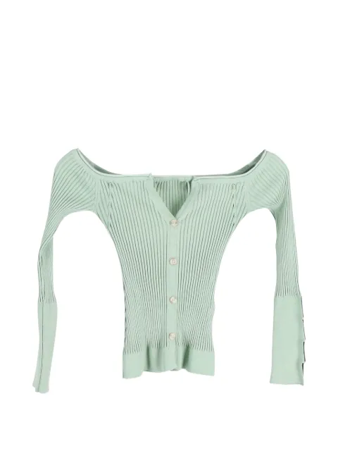 Jacquemus Pre-Owned Tordu ribbedt cardigan Green NAPPUGBCL239091W