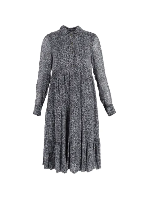 GANNI floral-print tiered long-sleeve midi dress Blue NAPPUGBCL376917W