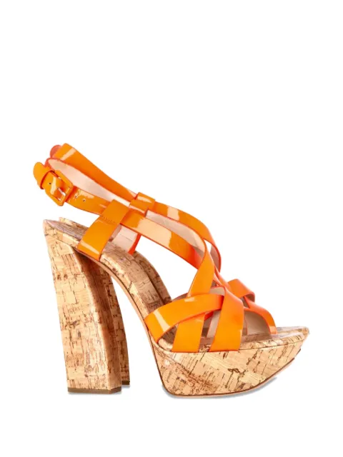 Casadei Vintage crisscross block-heel sandals Orange NAPPUGBSH303218W