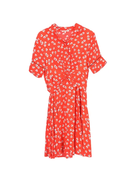 GANNI Twist-Front floral-print crepe dress Red NAPPUGBCL433697W
