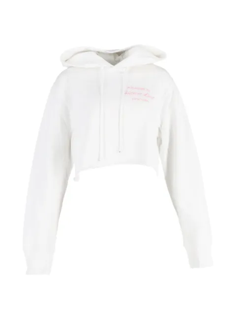 Helmut Lang Pre-Owned slogan-embroidered hoodie White NAPPUGBCL376729W
