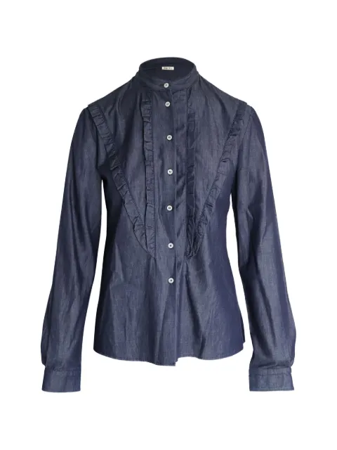 Miu Miu Pre-Owned ruffled shirt Blue HNPUGBCL286830W