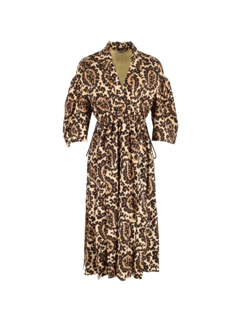 Fendi Pre-Owned leopard-print V-neck midi dress Neutrals NAPPUGBCL338370W