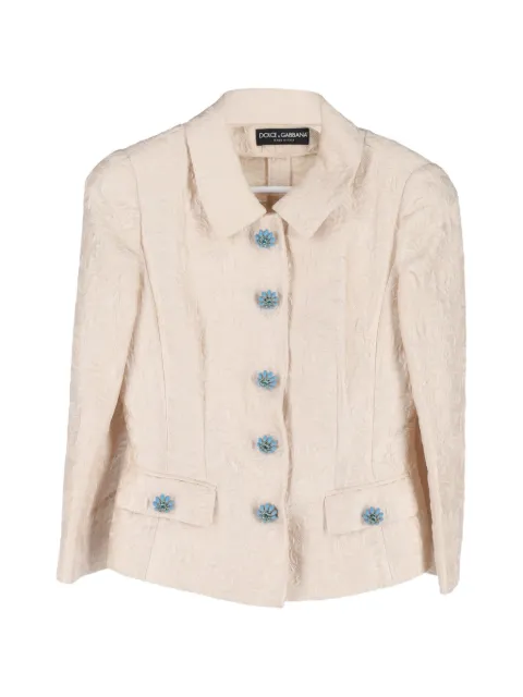 Dolce & Gabbana Pre-Owned floral-print crystal-embellished jacket Neutrals NAPPUGBCL453165W