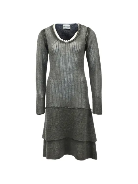 Philosophy Di Alberta Ferretti Vintage chain-trim ribbed-knit dress Grey TONPUGBCL140953W