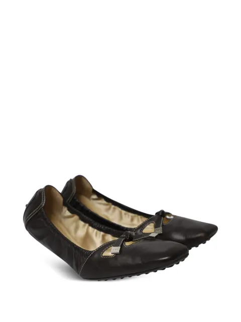 Tod's Vintage Bow Scrunch ballet flats Brown HNPUGBSH145348W
