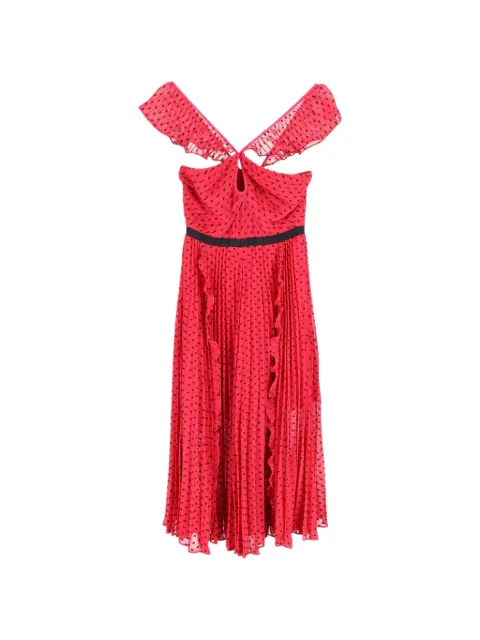 Self-Portrait ruffle pleated dress Red NAPPUGBCL368149W