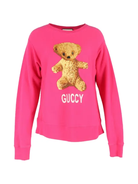 Gucci Pre-Owned teddy-print cotton sweatshirt Pink TONPUGBCL451600W