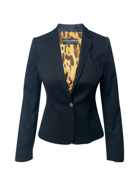Dolce & Gabbana Pre-Owned leopard-print button blazer Black NAPPUGBCL091415W