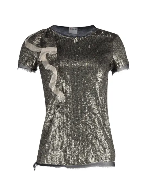Red Valentino Vintage ruffle detail sequin t-shirt Grey NAPPUGBCL376379W