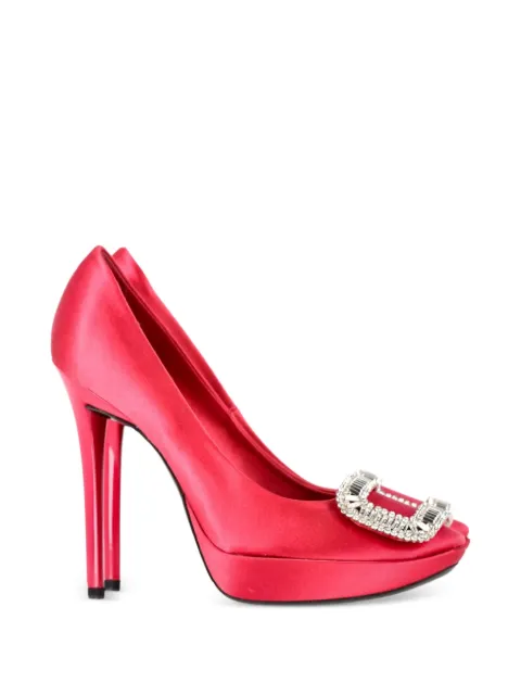 Roger Vivier Vintage buckled satin pumps Red NAPPUGBSH368253W