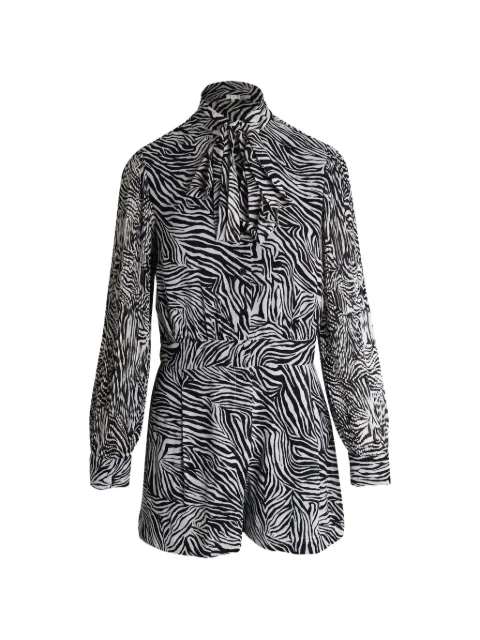 Michael Kors Vintage pussy-bow animal print playsuit Black NAPPUGBCL268178W