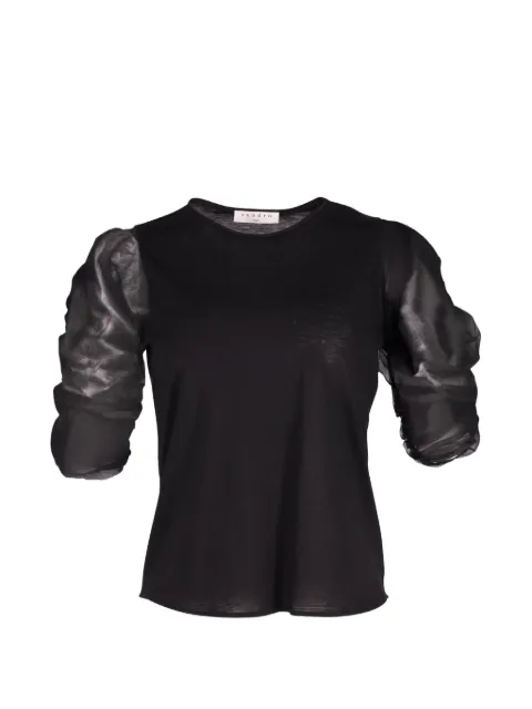 SANDRO sheer-sleeved blouse Black NAPPUGBCL175947W