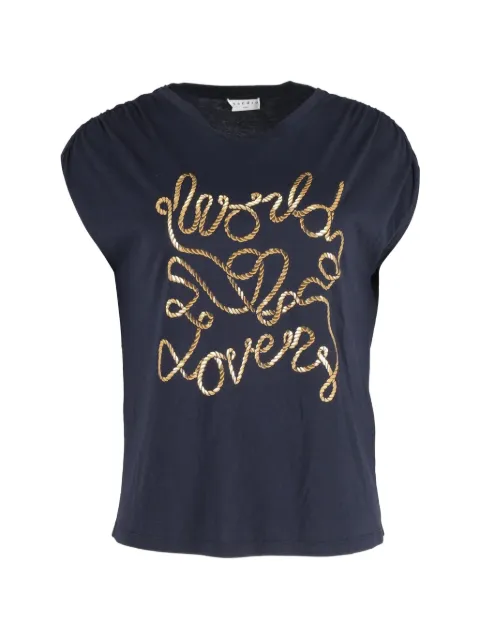 SANDRO World Lovers print rope-design T-shirt Blue NAPPUGBCL276448W