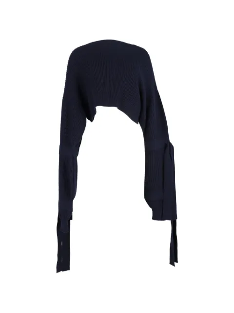 Stella McCartney Pre-Owned cropped ribbed hoodie Blue NAPPUGBCL427179W