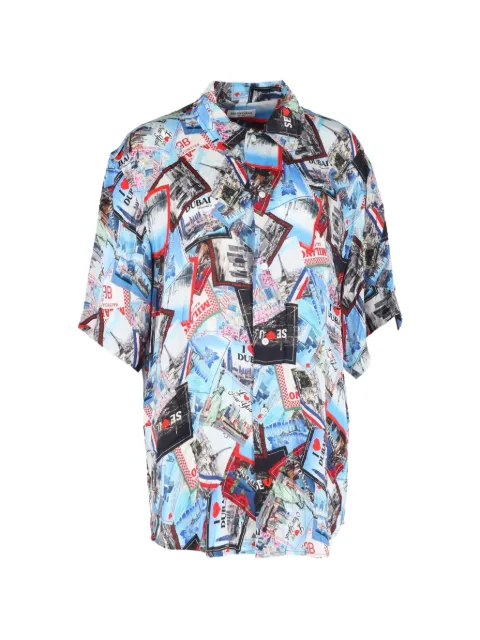 Balenciaga Pre-Owned cities silk shirt Blue NAPPUGBCL452932W