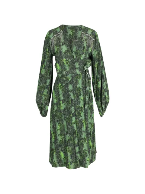ROTATE BIRGER CHRISTENSEN crystal-embellished printed midi dress Green NAPPUGBCL247220W