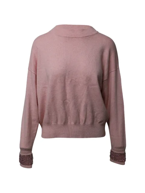 Pre-Owned Alexander Wang crystal-cuffs crew-neck sweater Pink TONPUGBCL124328W