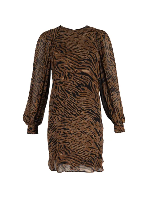 GANNI tiger-print mini dress Brown NAPPUGBCL410840W