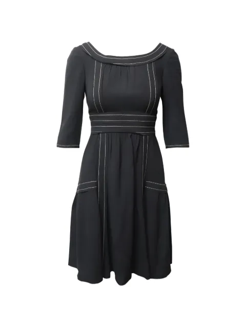 Prada Pre-Owned contrast-stitch midi dress Black NAPPUGBCL127523W