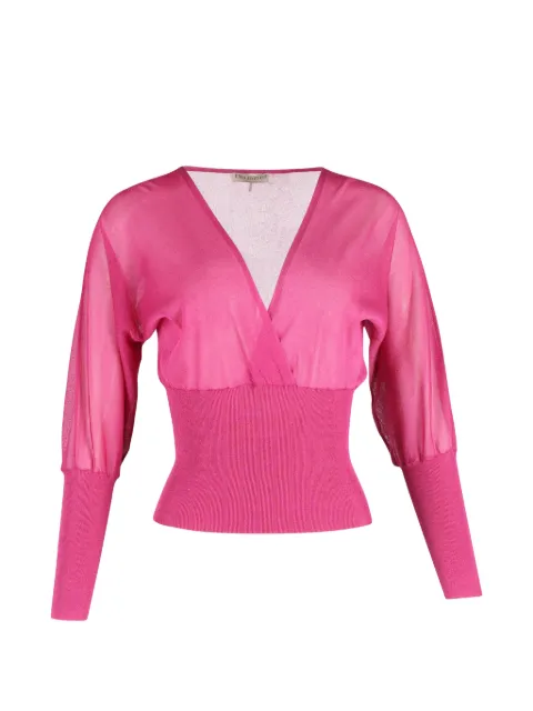 PUCCI Pre-Owned knitted-detail V-neck top Pink TONPUGBCL372143W