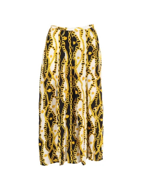 Rixo chain-print pleated skirt White NAPPUGBCL410249W