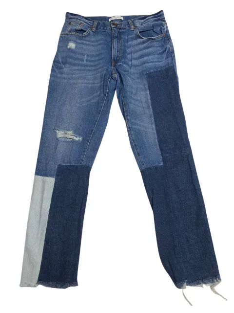 SANDRO patchwork frayed jeans Blue NAPPUGBCL092166W