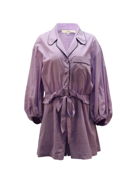 Tibi waist tie contrast piping romper Purple NAPPUGBCL105998W