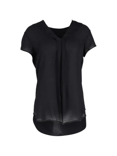 Lanvin Pre-Owned V-neck short-sleeve blouse Black NAPPUGBCL368484W