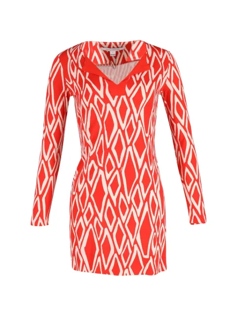 Diane Von Furstenberg Vintage printed long-sleeved dress Red NAPPUGBCL201555W