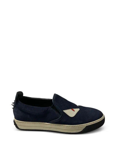 Fendi Pre-Owned Monster 3D Eyes studded slip-on sneakers Blue HNPUGBSH094457W