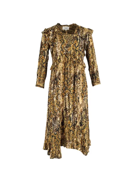 Ba&Sh snake print ruffled midi dress Yellow NAPPUGBCL300175W