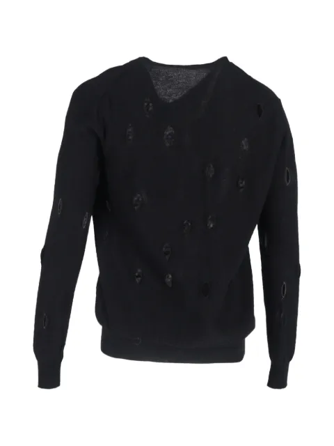 Bottega Veneta Pre-Owned distressed V-neck sweater Black MRPPUGBCL456849M