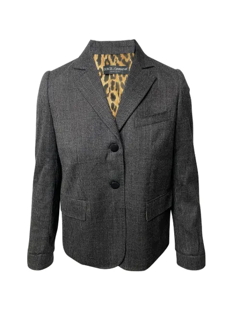 Dolce & Gabbana Pre-Owned check-patern long-sleeve blazer Grey NAPPUGBCL091414W