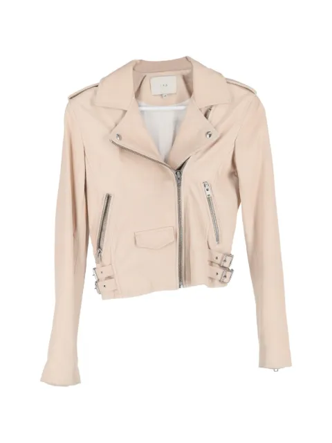 IRO zipped leather biker jacket Neutrals NAPPUGBCL452230W