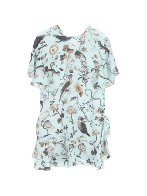 Red Valentino Vintage bird-print ribbon mini dress Blue NAPPUGBCL445252W