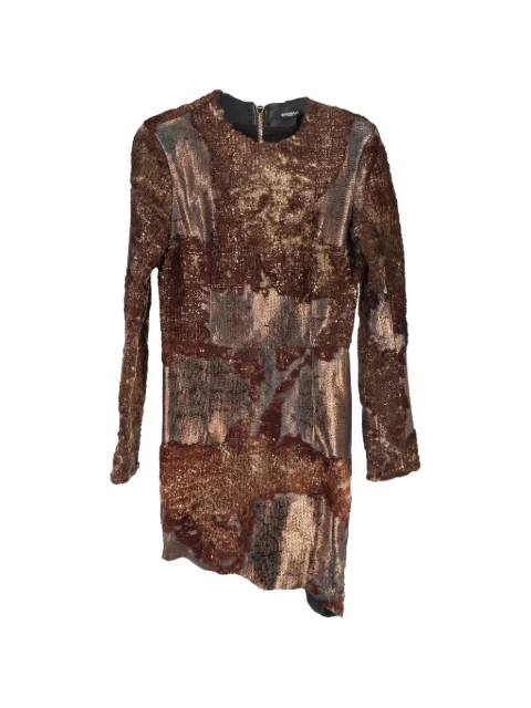 Balmain Pre-Owned leather long-sleeve mini dress Brown NAPPUGBCL344686W