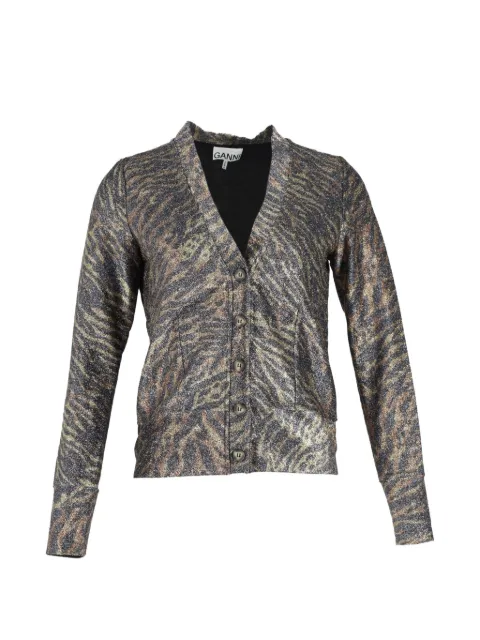 GANNI jersey animal-print cardigan Grey TONPUGBCL303591W