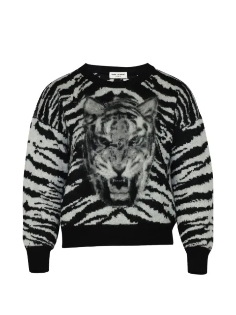 Saint Laurent Pre-Owned tiger intarsia sweater Black NAPPUGBCL094810W