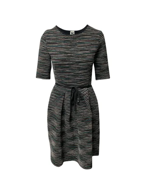 M Missoni Vintage striped-pattern quarter-sleeve dress Black NAPPUGBCL091458W