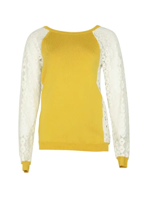 Moschino Pre-Owned lace-sleeve sweater Yellow NAPPUGBCL090929W