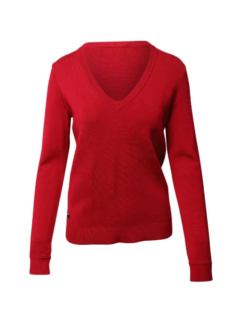 Herve Leger V-neck ribbed sweater Red TONPUGBCL130553W