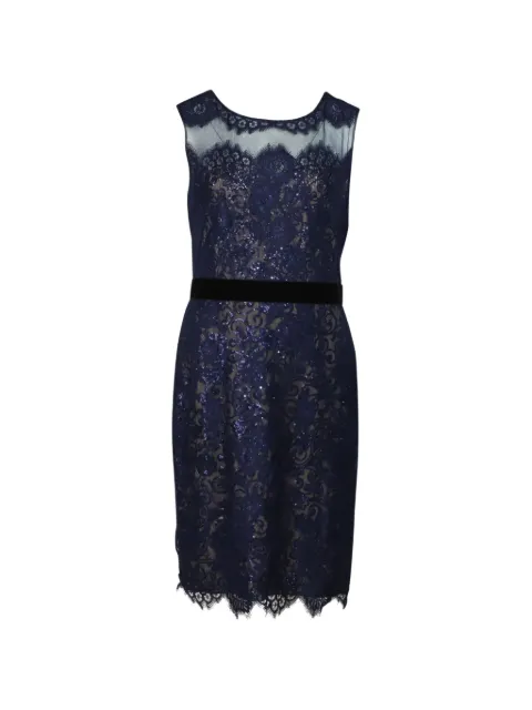 Marchesa Notte lace-detail midi dress Blue NAPPUGBCL107830W