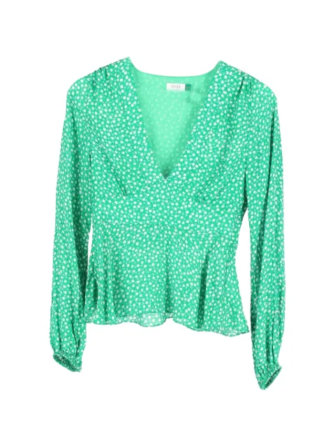Rixo V-neck blouse Green NAPPUGBCL339643W