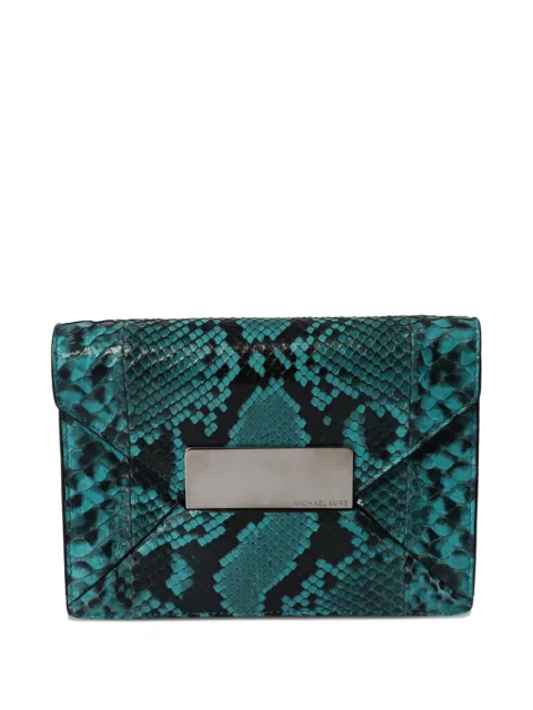 Michael Kors Vintage animal-print logo-detail clutch bag Green TONPUGBBA189259W