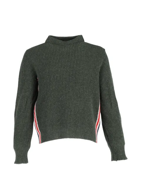 Thom Browne ribbed-knit moc-neck sweater Green MRPPUGBCL430624M