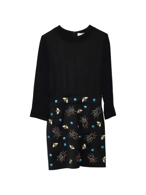 Victoria Beckham detail-embroidered long-sleeve midi dress Black NAPPUGBCL085656W