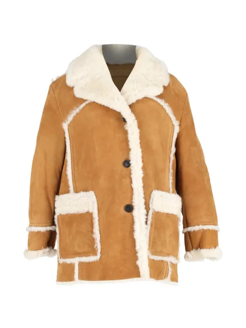 Miu Miu Pre-Owned single-breasted shearling jacket Brown NAPPUGBCL426764W