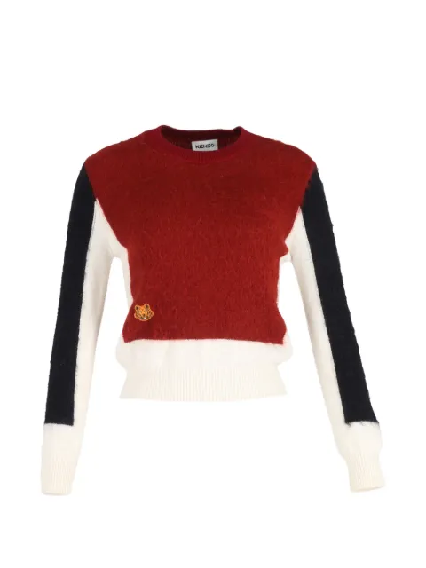 Kenzo Pre-Owned tiger-patch colourblock sweater Red NAPPUGBCL426849W